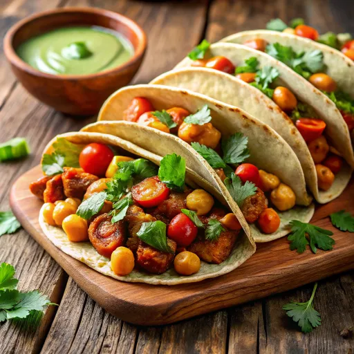 Tacos de Garbanzos y Verduras Asadas